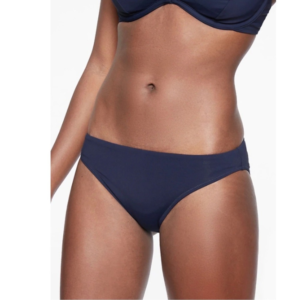 Athleta Clean Low Rise Bikini Bottom Navy Blue Swim Medium NWT